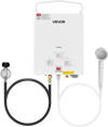 VEVOR Portable Propane Water Heater, 5L Tankless Outdoor Water Heater, 34000 BTU 1.32 GPM Instant Hot Water, with Accessory Set + Regulator +Water Pump for RV Camping Trips Cabins Barns
