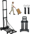 VEVOR Folding Hand Truck, 290 lbs Load Capacity, Collapsible Luggage Cart with 4 Wheels, 2 Elastic Ropes & Expandable Base, Utility Dolly Platform Cart for Airport Travel Luggage Office Moving, Black