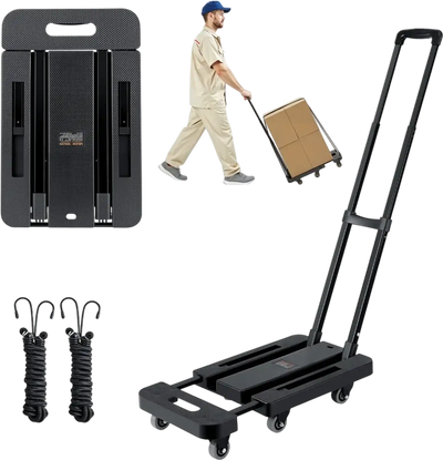 Vevor Hand Truck Folding Dolly 500 lbs 6-Wheel Collapsible Luggage Cart New