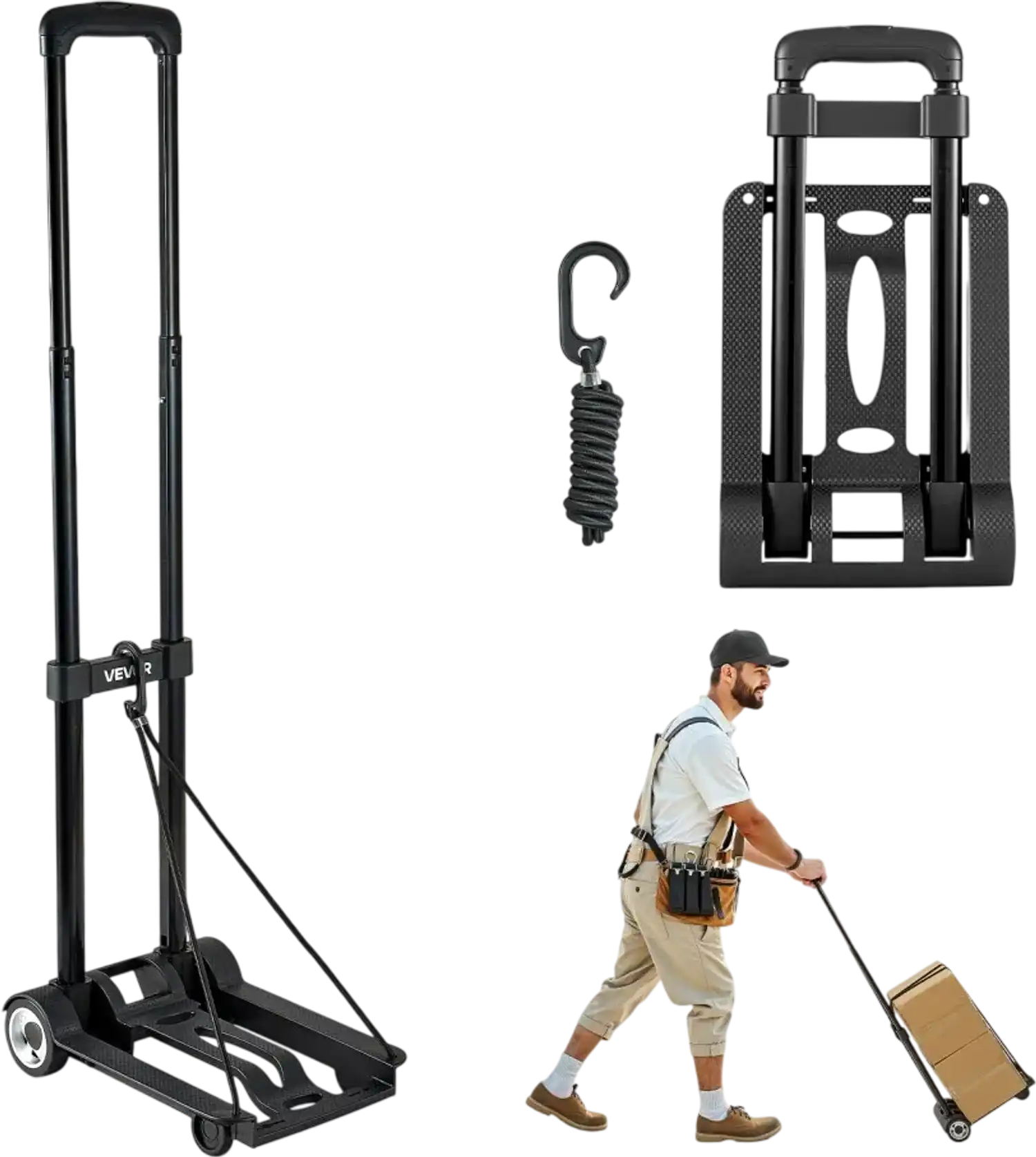 Vevor Hand Truck Folding Dolly Cart 110 lbs Black New