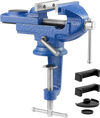 VEVOR Bench Vise, 3 Inch, Portable Workbench Vice with 360° Swivel Base, Quick Release Rotating Bench Clamp, Raised Base, Cast Iron Construction, for Woodworking, Metalworking, Drilling, and Cutting