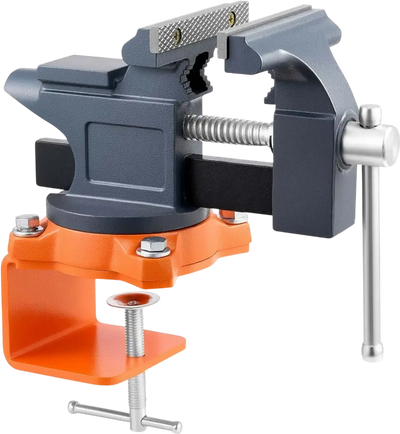 VEVOR Bench Vise, 4.5 Inch, Portable Workbench Vice with 270° Swivel Base, Quick Release Rotating Bench Clamp, Cast Iron Construction, for Woodworking, Metalworking, Drilling, Sawing, Cutting Conduit