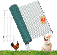 VEVOR Temporary Fence with Posts, 3.9 x 98.4 FT Plastic Mesh Fencing, Garden Safety Fences Netting with Double-Spike Stakes & Guy Ropes, Temporary Fence for Dogs, Chickens, Plants, Outdoor Yards