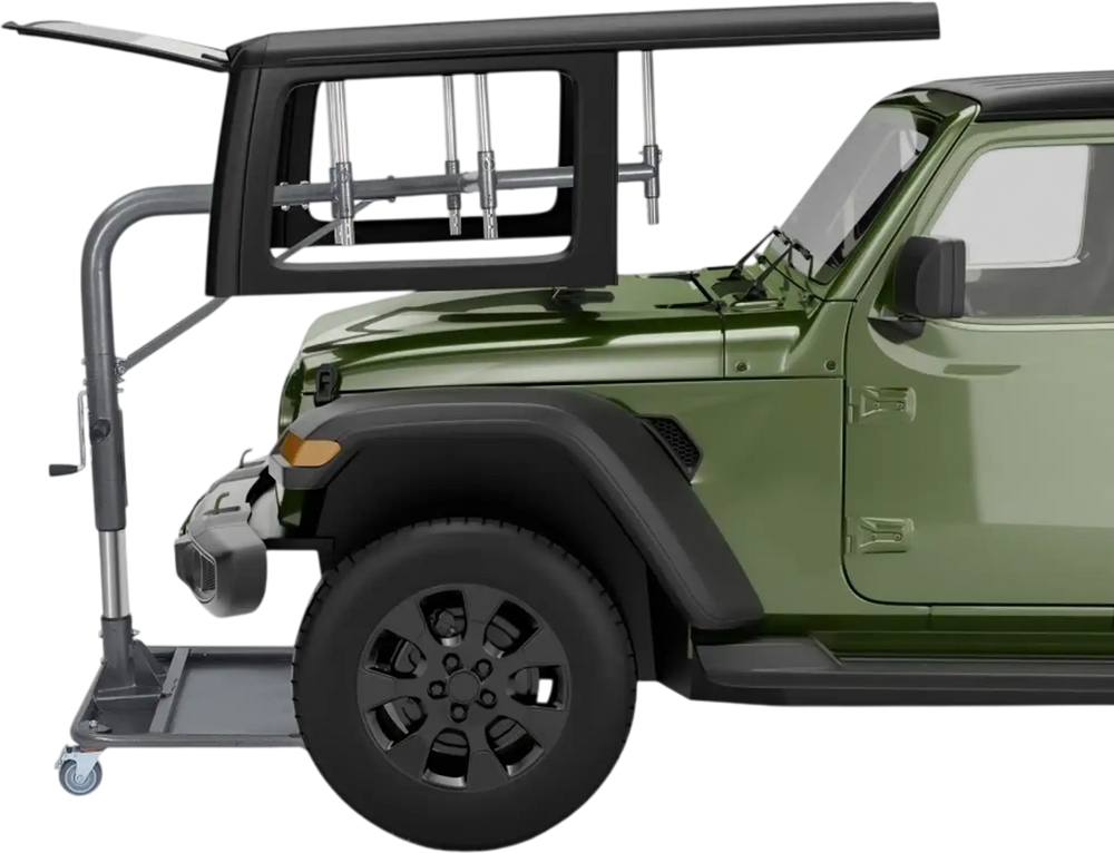 VEVOR Hard Top Remover Lift, 220 lbs, Jeep Hardtop Removal and Storage System, Quick & Easy One-Person Operation, Adjustable Height, for Jeep Wrangler YJ, TJ, JK, JL, 4XE, Ford Bronco 4 Door & 6 Gen+