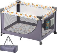VEVOR Baby Playpen Travel Crib, Quick-Folding Playpen for Baby & Toddler, Portable Baby Fence Play Yard with Wheels, Breathable Mesh & Travel Bag, Indoor/Outdoor Kids Activity Center for 0-36 Months