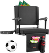 VEVOR Stadium Seat, Portable Bleacher Seat with Armrest, Back Support and Thick Cushion, Bench Chair for Bleacher Includes Shoulder Strap, Hooks, Cup Holder, Black Football Bleachers Seats, 1PCS