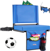VEVOR Stadium Seat, Folding Bleacher Chair with Back Support and Thick Cushion, Padded Stadium Seat for Bleacher Includes Shoulder Strap, Hooks, Cup Holder, and Side Pocket, Blue Bleachers Chair