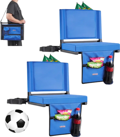 Vevor Stadium Seat Folding Bleacher Seat with Back Support Blue New