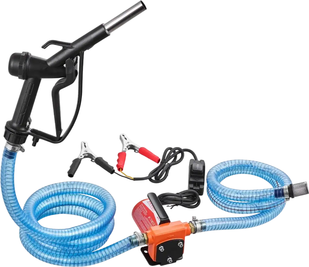 VEVOR Fuel Transfer Pump 12V DC 3.7 GPM Portable Electric Diesel Pump Kit, for Gasoline Diesel and Kerosene, 1/4 HP Motor, Cast Iron Housing, with Manual Fuel Nozzle, Discharge Hose, Filter Screen