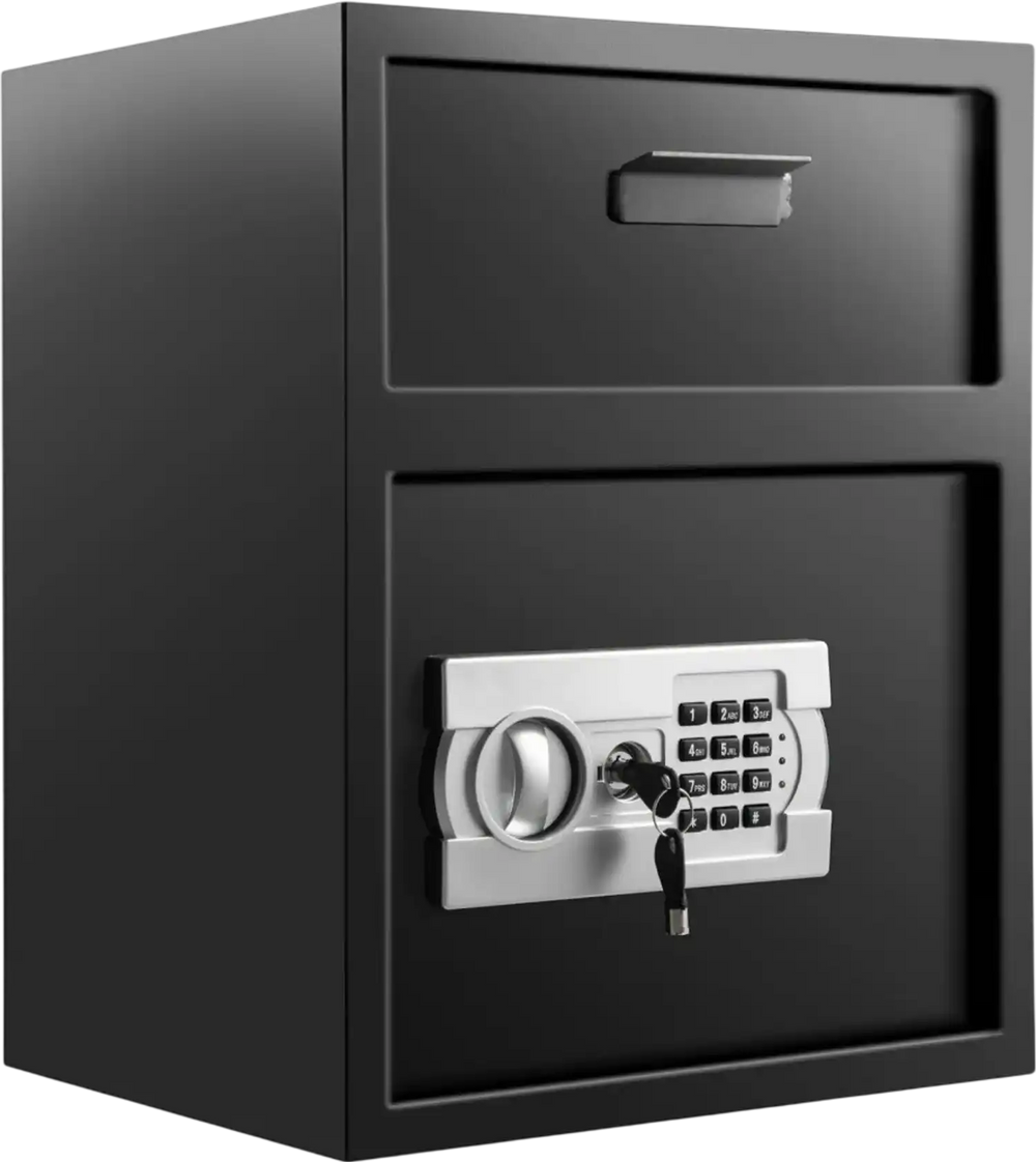 VEVOR Digital Depository Safe 1.7 Cubic Feet Made of Carbon Steel Electronic Code Lock Depository Safe with Deposit Slot with Two Emergency Keys Depository Box for Home Hotel Restaurant and Office