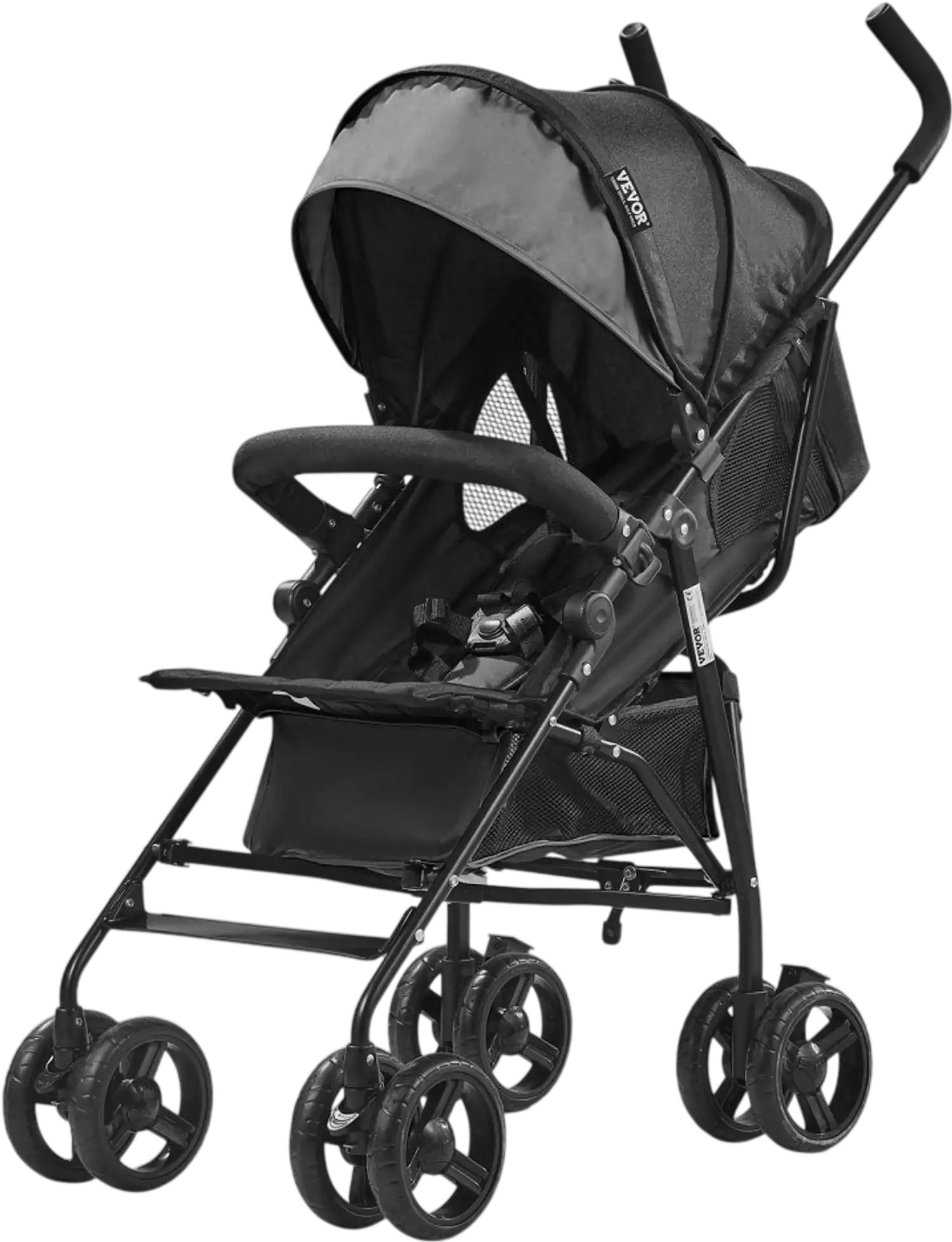 Vevor Stroller Lightweight Easy Fold Multi-Position Recline Canopy Dark Gray Black New