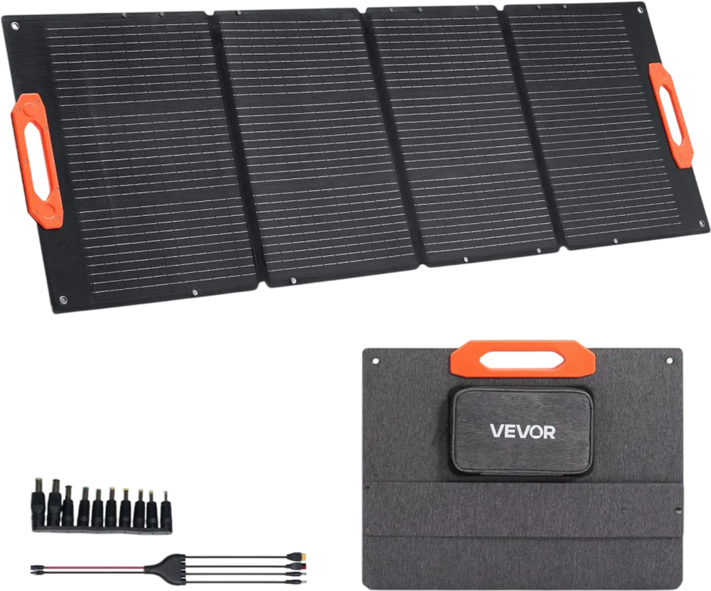 VEVOR 150W Foldable Monocrystalline Solar Panel, 23% Efficiency Portable ETFE Mono Solar Panel Charger with MC4 Output, Type-C, QC3.0 USB & DC Ports, IP67 Waterproof for Power Stations Camping Hiking