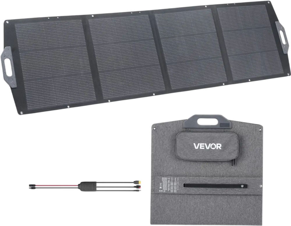 VEVOR 200W Foldable Solar Panel, 24% High-Efficiency Portable Monocrystalline Solar Panel Charger with MC4 Output, USB-A, Type-C & DC Ports, IP67 Waterproof for Power Stations, Camping, Hiking Trips