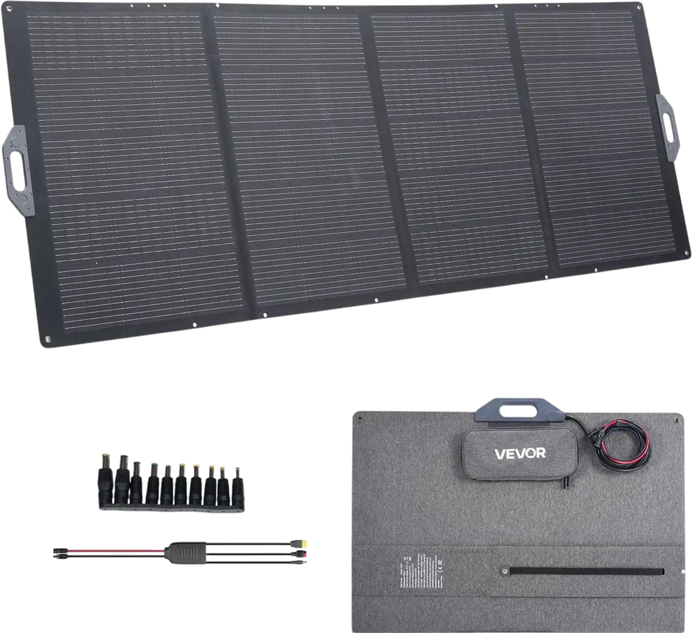 VEVOR 400W Foldable Solar Panel, 24% High-Efficiency Portable Monocrystalline Solar Panel Charger with MC4 Output & 10-in-1 DC Adapter, IP67 Waterproof for Power Stations, Camping, Hiking Trips