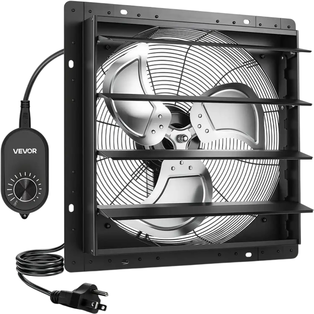VEVOR 18 in Shutter Exhaust Fan Wall-Mount Automatic Louvers Variable Speed, Sturdy Steel Housing, Low Noise, AC Motor, 3051 CFM Ventilation and Cooling for Attic, Garage, Barn, Greenhouse, Workshop