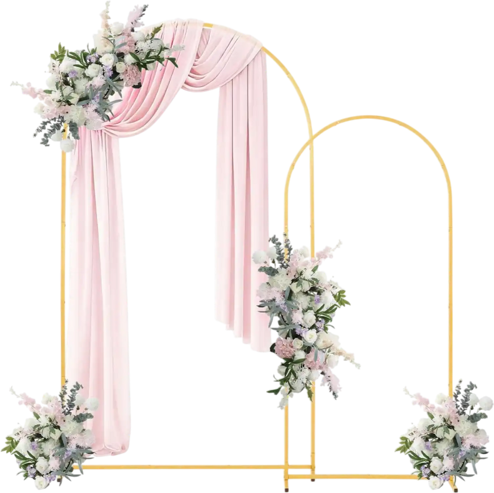 VEVOR Arch Backdrop Stand, Set of 2, 7.2 ft and 6 ft, Stable Structure, Easy Assembly, Gold Metal Arch Backdrop Stand for Wedding, Birthday Party, Graduation, Celebration, and Ceremony Decoration