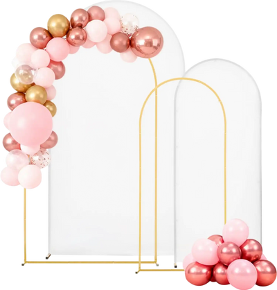 Vevor Arch Backdrop Stand Set of 2 Gold Metal Wedding Party Decoration with Cover New