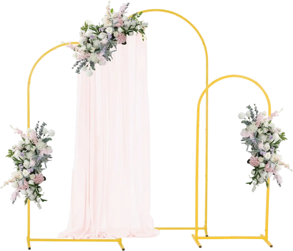 VEVOR Arch Backdrop Stand, Set of 3, 6/5/4 ft, Stable Structure, Easy Assembly, Gold Metal Arch Backdrop Stand for Wedding, Birthday Party, Graduation, Holiday Celebration, and Ceremony Decoration