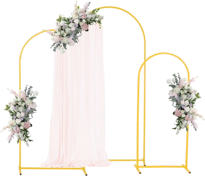 Vevor Arch Backdrop Stand Set of 3 Gold Metal 6'/5'/4' New
