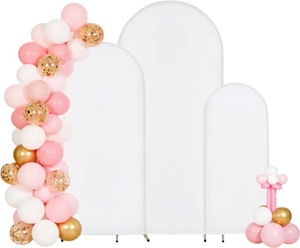 VEVOR Arch Backdrop Stand, Set of 3, 6/5/4 ft, Stable Structure, Easy Assembly, Gold Metal Arch Backdrop Stand with Cover, for Wedding, Birthday Party, Graduation, Celebration, and Ceremony Decoration