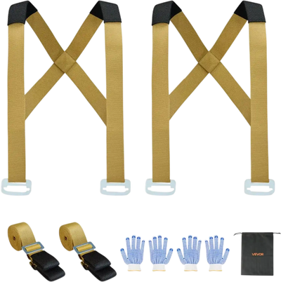 VEVOR Moving Straps, Supports up to 1000 lbs, 2-Person Lifting and Moving System with 2 Harness Straps & 2 Load-bearing Straps, Adjustable Lifting Shoulder Straps Move Furniture Appliances Mattresses