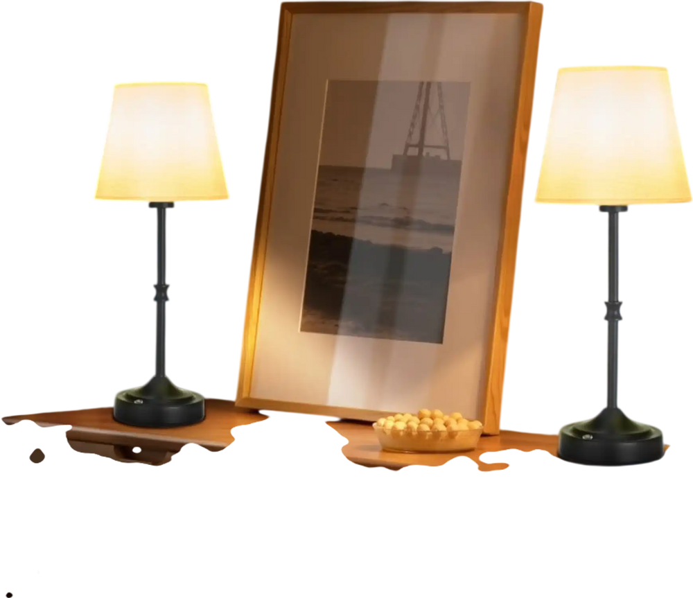 VEVOR Cordless Table Lamp, 2 Pack, 5200mAh Built-in Rechargeable Battery Desk Lamp, 3-Level Brightness, Fabric Shade, 2700-3000K Color Temperature, Table Light for Restaurant, Bedroom, Bars, Black