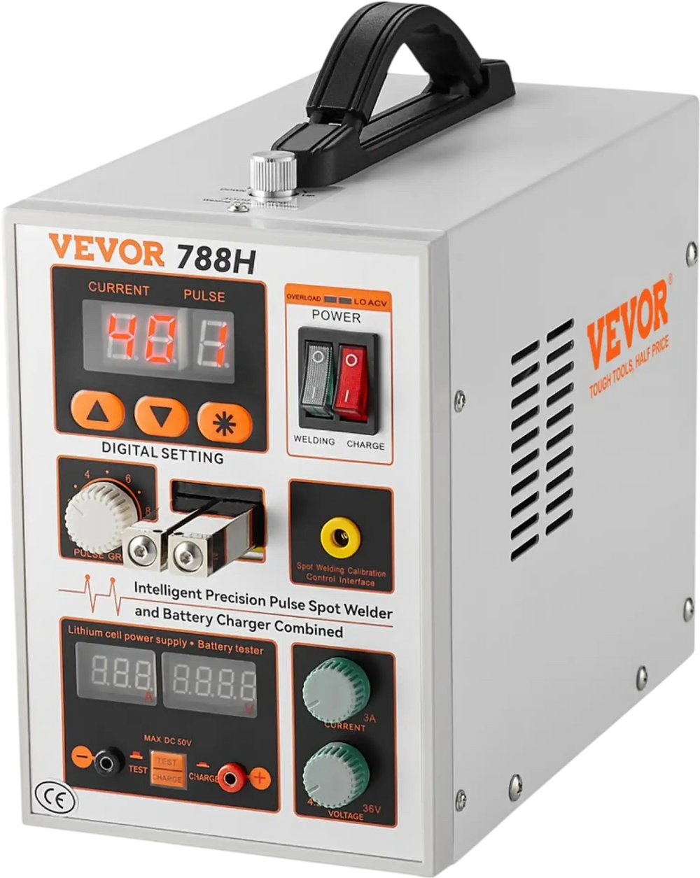 VEVOR Battery Spot Welder, 788H Pulse Spot Welder & Battery Charger, Portable High-Power Battery Welding Machine with 2 Welding Modes and LED Lighting for 0.15mm Pure Nickel, 18650 14500 Battery Packs