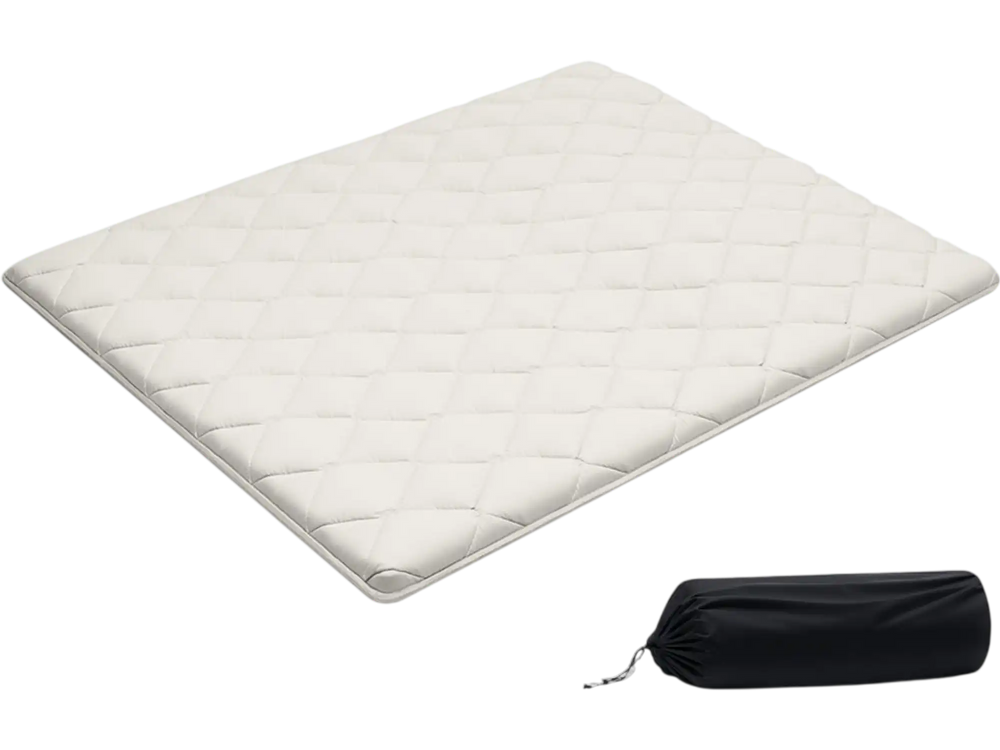 VEVOR Japanese Tatami Mat, Queen Size Foldable Japanese Tatami Mattress, Futon Mattress with Storage Bag & Fastener, 9-Layer Floor Mat for Sleeping, Dormitory, Meditation, Yoga, 80 x 60 x 2.5 in, White