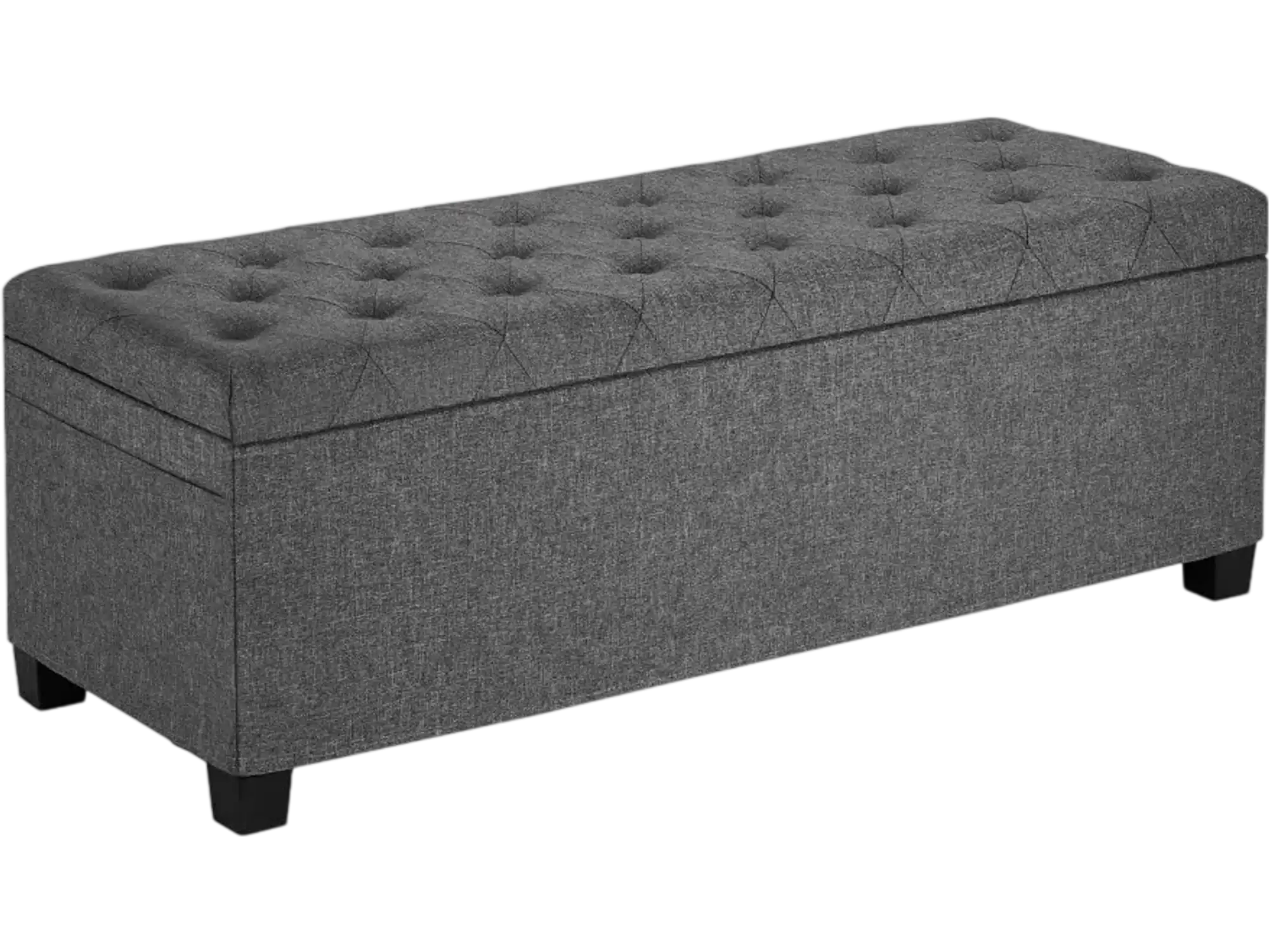Vevor Storage Ottoman Bench Button-Tufted Flip-Up Upholstered Bed Bench with Side Bags Gray New
