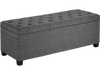 VEVOR Storage Ottoman Bench, Button-Tufted End of Bed Bench with Side Bags, Flip-up Upholstered Storage Chest with Metal Frame, Linen Bed Ottoman for Living Room, Bedroom, Entryway, Office, Grey