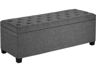 Vevor Storage Ottoman Bench Button-Tufted Flip-Up Upholstered Bed Bench with Side Bags Gray New