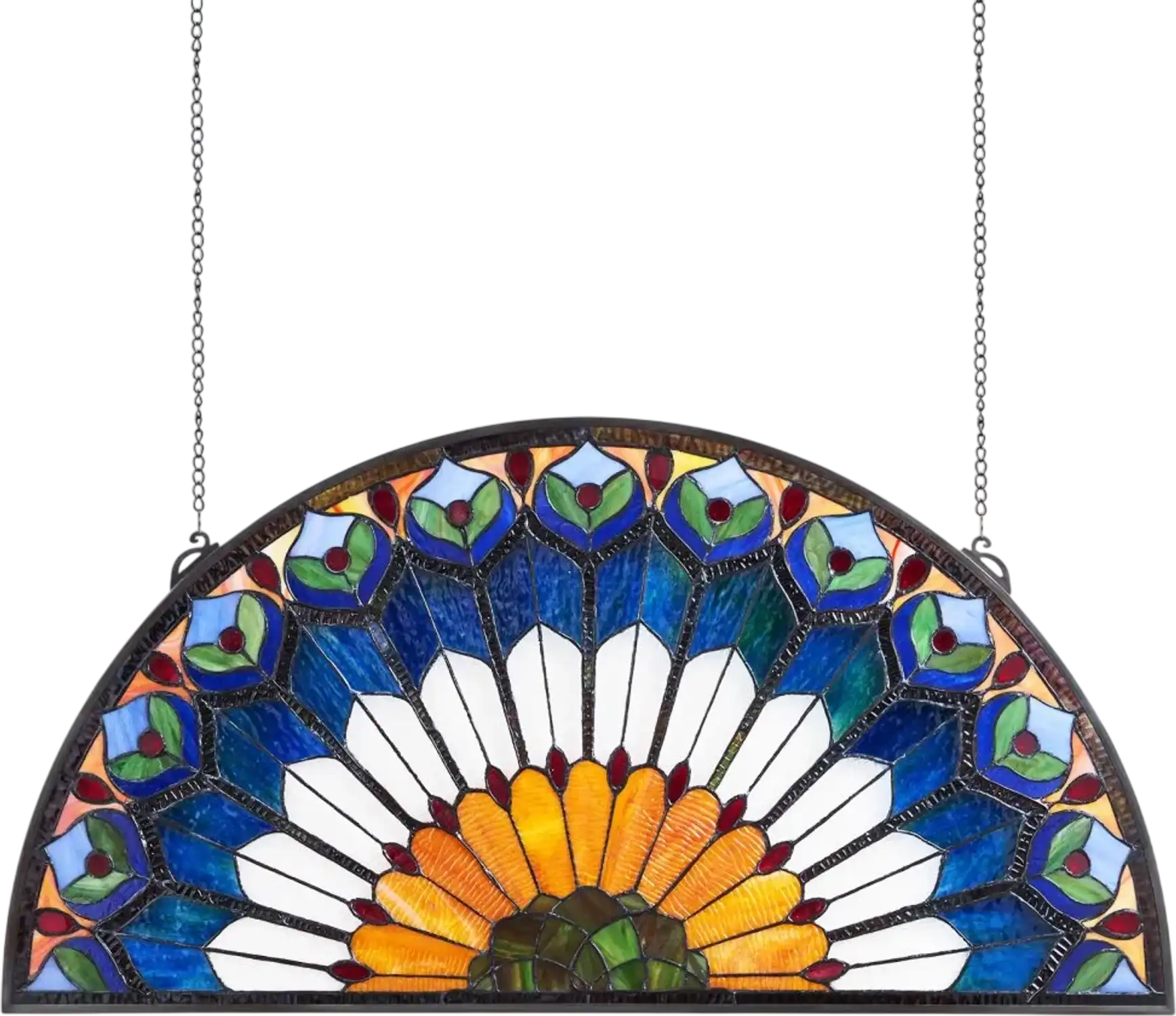 Vevor Stained Glass Window Panel Tiffany Style Hanging Transom 36 x 18