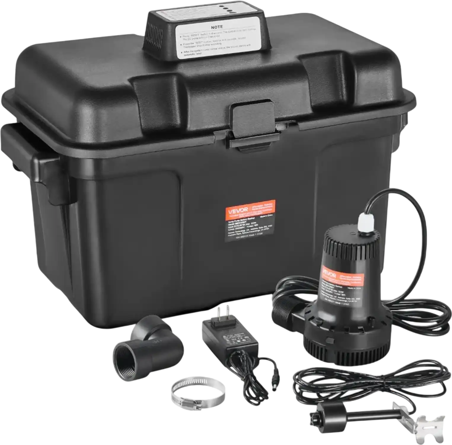 Vevor Sump Pump Battery Backup System 2000 GPH 0.17 HP Basement Emergency Back-Up New