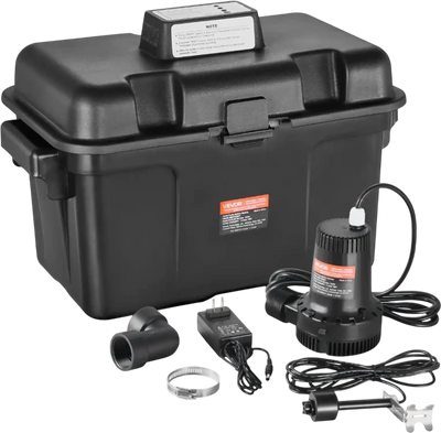Vevor Sump Pump Battery Backup System 2000 GPH 0.17 HP Basement Emergency Back-Up New