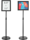 VEVOR Pedestal Sign Holder, 8.5 x 11 Inch Vertical and Horizontal Adjustable Poster Stand, Heavy-Duty Floor Standing Sign Holder with Round Base for Display, Advertisement, and Outdoor, Black