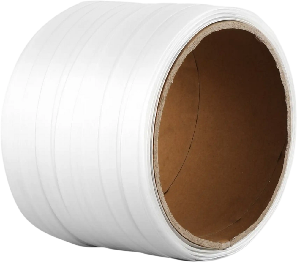 VEVOR Packaging Woven Cord Strapping Roll, 330' Length x 3/4" Width x 0.03" Thickness, 1763 lbs Break Strength, Heavy Duty Banding Pallet Strap Coil, Portable Strong Banding Packing Straps, White