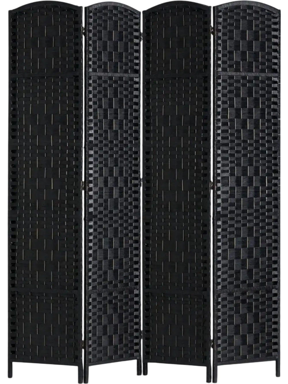 VEVOR 4 Panel Room Divider, Hand-Woven Folding Privacy Screens with Hinges, Portable and Freestanding Partition Room Dividers and Wall Divider for Room Separation, Black