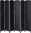 VEVOR 6 Panel Room Divider, Hand-Woven Folding Privacy Screens with Hinges, Portable and Freestanding Partition Room Dividers and Wall Divider for Room Separation, Black