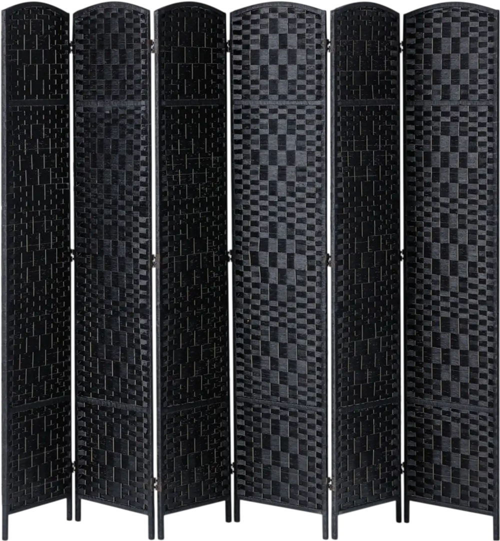 VEVOR 6 Panel Room Divider, Hand-Woven Folding Privacy Screens with Hinges, Portable and Freestanding Partition Room Dividers and Wall Divider for Room Separation, Black
