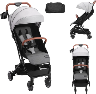 Vevor Stroller Standard Baby Infant Toddler Adjustable Backrest Footrest Light Grey New