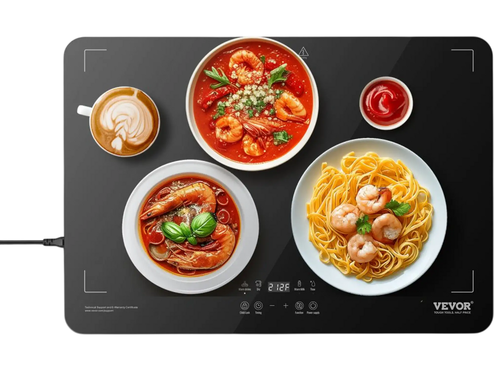 VEVOR Electric Warming Tray, Food Warming Trays for Buffet, Warming Trays with Adjustable Temperature Control, Portable Tempered Glass Food Warmer, Hot Plate Perfect for Parties, Catering, Holidays