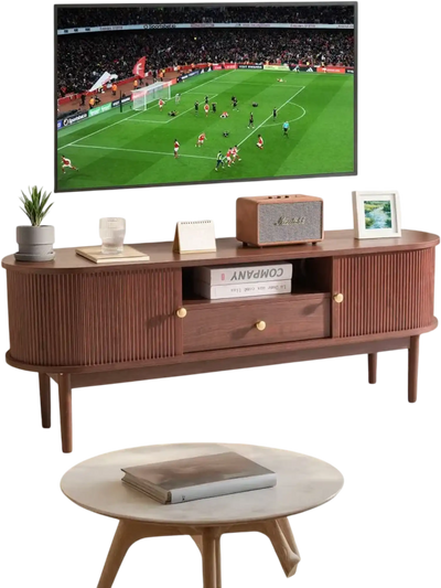 Vevor TV Stand Mid-Century Modern Entertainment Center with Rolling Door for 55