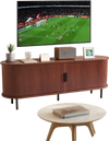 VEVOR TV Stand, Boho Entertainment Center for TVs up to 58 in, 350 lbs Load, TV Media Console Table with Adjustable Storage Shelves & Rolling Door, Television Stand for Living Room, Bedroom, Brown