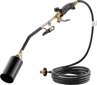 VEVOR Propane Torch Weed Burner, High Output 1,800,000 BTU with 10 ft Hose, Heavy Duty Blow Torch with Adjustable Flame & Turbo Trigger Push Button Auto Igniter, Flamethrower for Garden Ice Snow Road