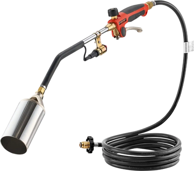 VEVOR Propane Torch Weed Burner, High Output 1,800,000 BTU with 10 ft Hose, Heavy Duty Blow Torch with Adjustable Flame and Turbo Trigger Push Button Igniter, Flamethrower Kit for Garden Ice Snow Road