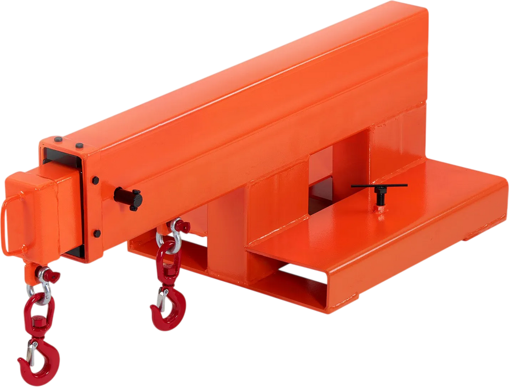 VEVOR Forklift Jib Boom Crane, 5500 lbs Capacity, Forklift Mobile Crane Lifting Hoist with 2 Hooks, Manual Telescopic 47.2-73.5 in, Boom Attachment Towing Handling Equipment for Warehouse & Factories