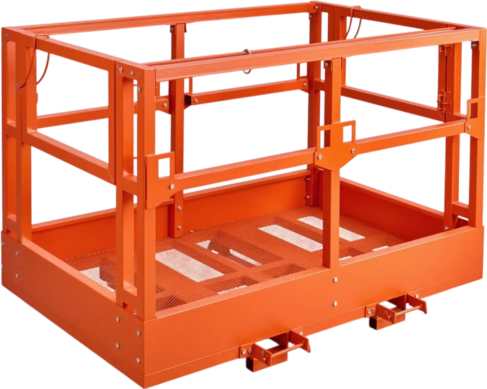 VEVOR Mesh Telehandler Work Platform, 48 x 73.9 Inch, Man Safety Basket, 2000 lbs Capacity, Forklift Telehandler Attachment, Safety Cage, Heavy Duty Carbon Steel, for Most Aerial Jobs Lifting Loader