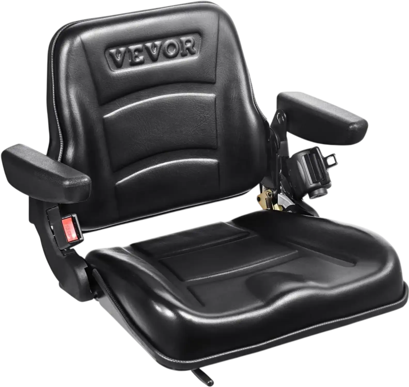 Vevor Tractor Seat Universal Forklift Fold-Down Adjustable Back with Armrests & Seatbelt New