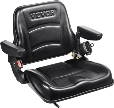 Vevor Tractor Seat Universal Forklift Fold-Down Adjustable Back with Armrests & Seatbelt New