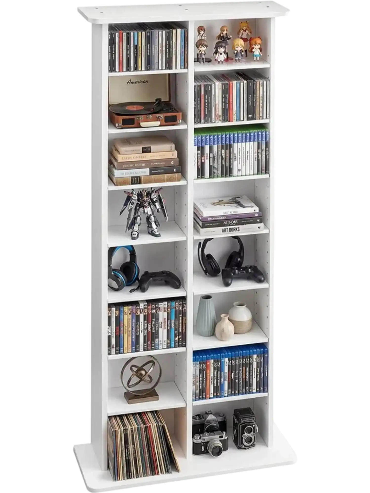 Vevor Media Storage Cabinet 8-Tier DVD Shelf Organizer White New